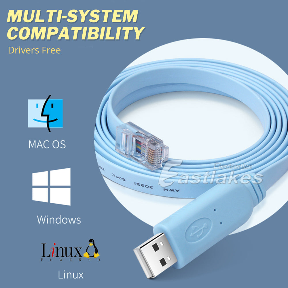 USB To RJ45 RS232 Cisco Console Cable - Eastlakes Electronics